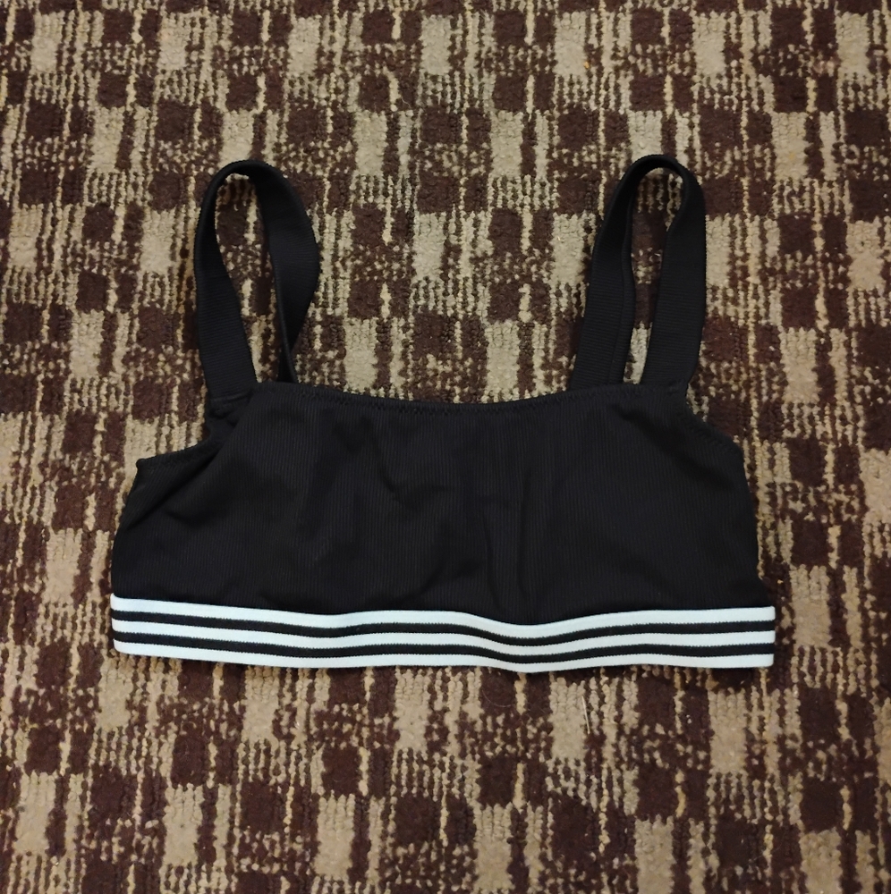 Solid & Striped Black Striped Trim Bikini Top Sz M
